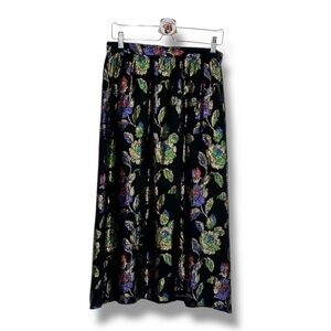 Vintage Koret Maxi Skirt Metallic Lamé Multicolor Floral Sheer Lined Size Medium